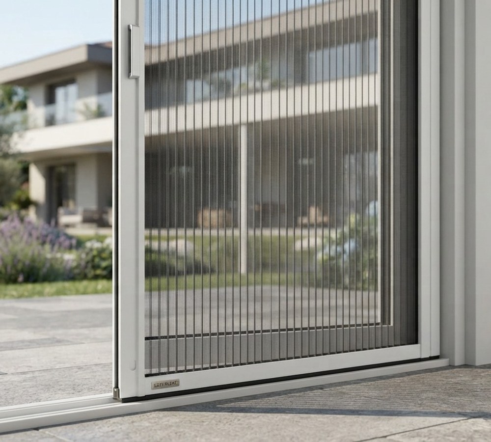 Artisan Maison Française de l'Artisanat posant une moustiquaire enroulable sur une fenêtre de façade