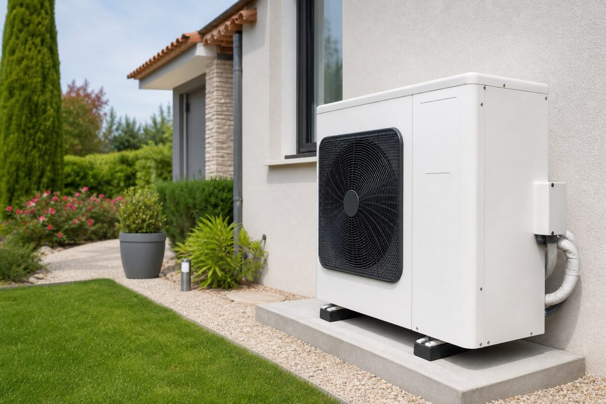 Pompe à chaleur air-eau installée en extérieur
