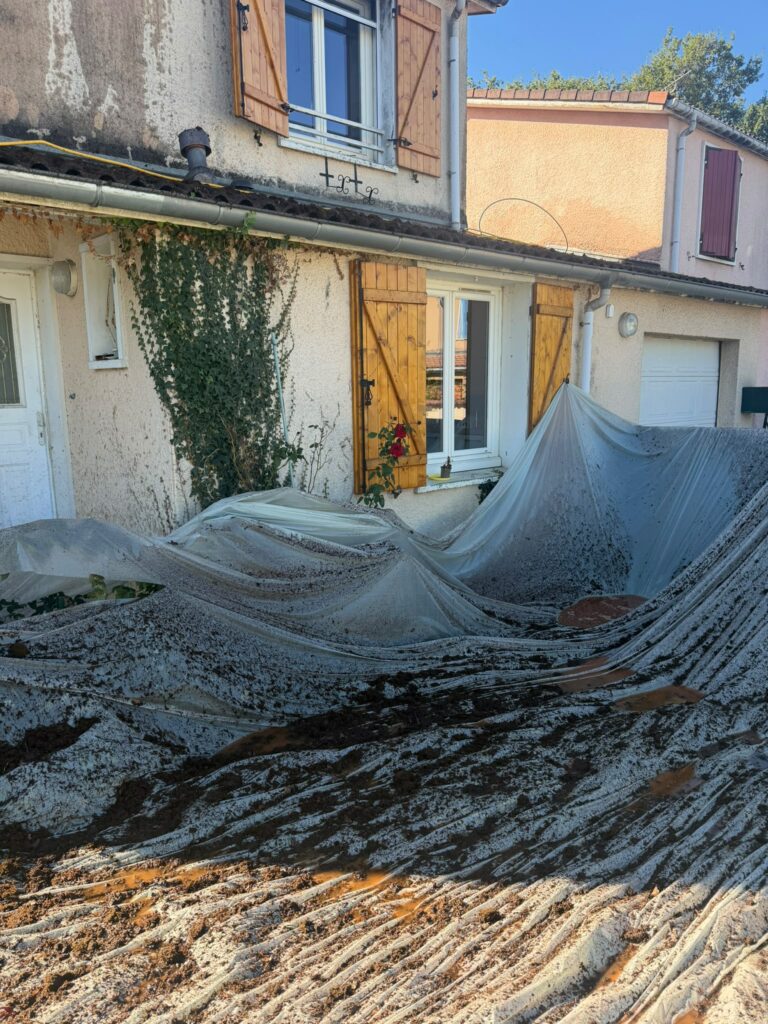 Démoussage et nettoyage de toiture en cours à Saint-Paul-de-Varax